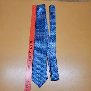 Perry Ellis Portfolio Mens Blue Geometric Pattern Polyester Necktie 3.25 Inch